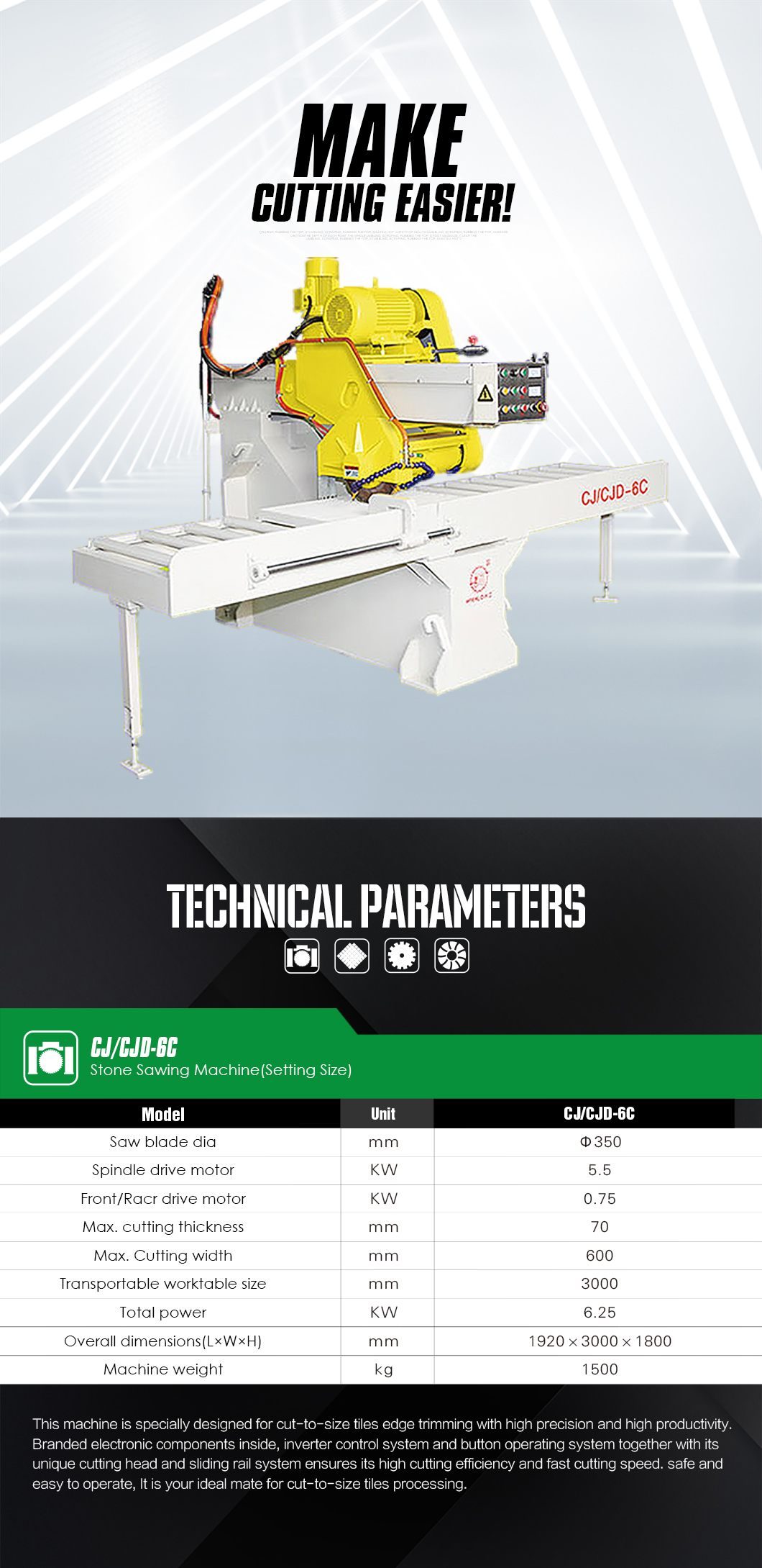 CJ/CJD-6C Stone Sawing Machine(Setting Size) - Other Stone Machinery - 1