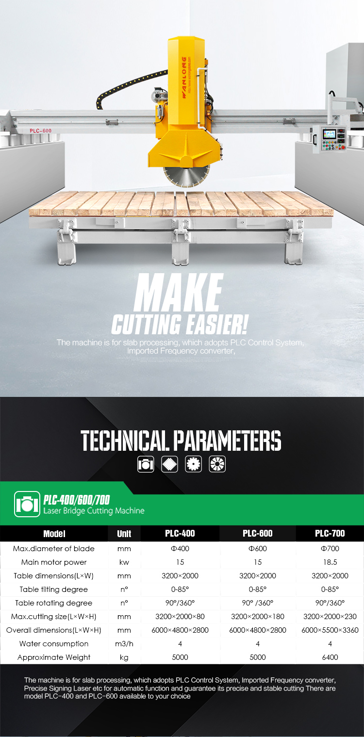 Use PLC-400/600 Laser Bridge Stone Cutting Machine to cut granite - Cutting Machinery - 1