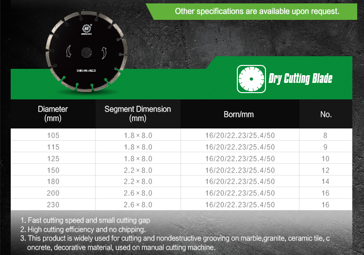 230mm diamond dry cutting blade